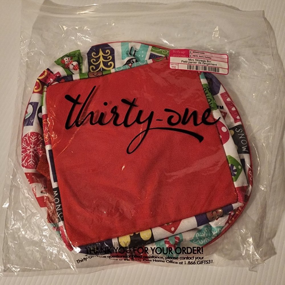 🎄 NWT, Thirty-One, Mini Storage Bin, Hello Holiday 🎄